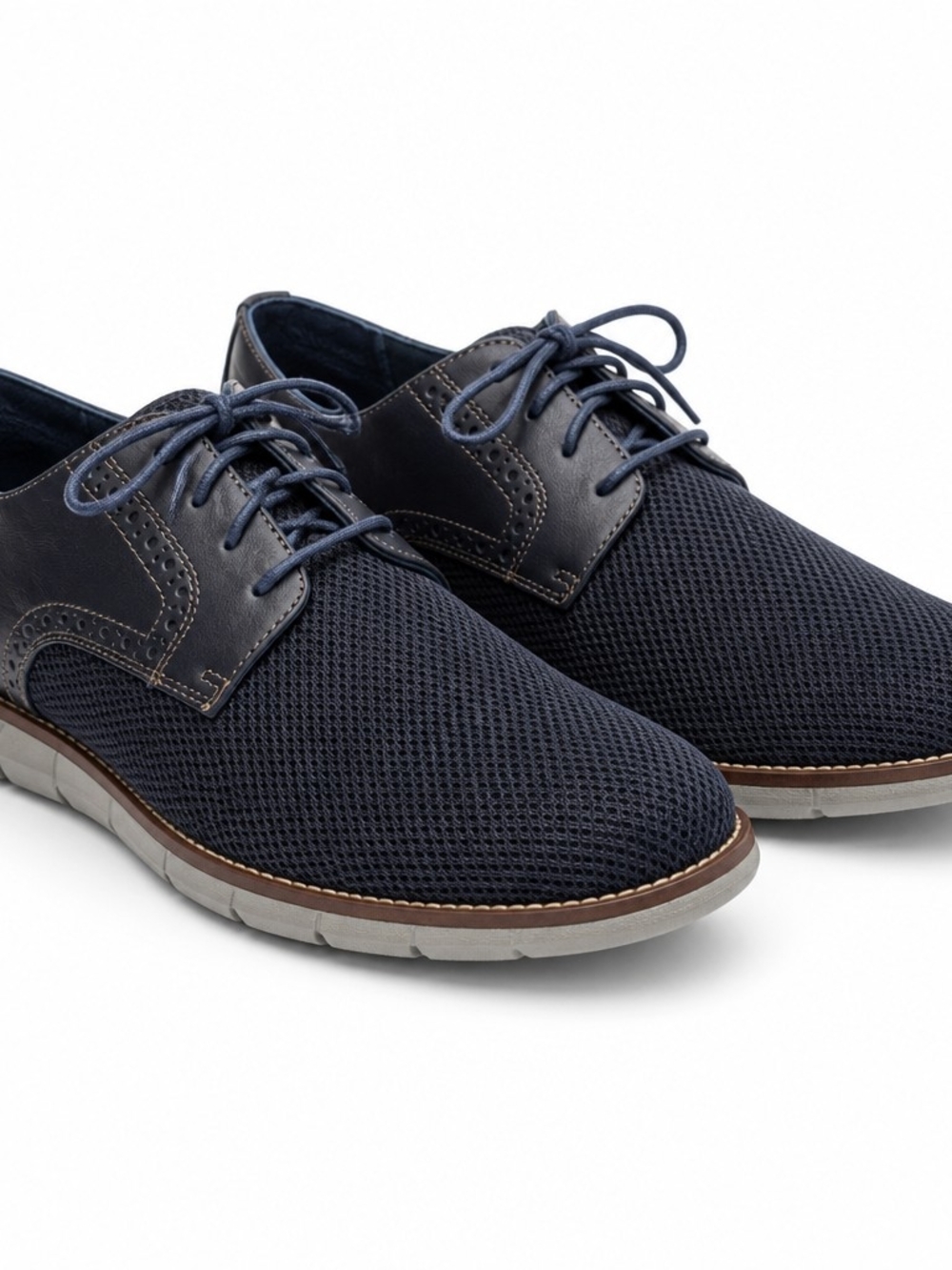 Johnston & Murphy Men's 9.5M Navy Mesh Leather Oxford Dress Casual - Picture 2 of 8